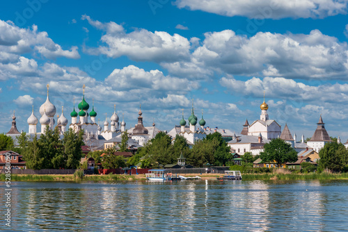 View from the lake to the Kremlin of Rostov, Russia. photo