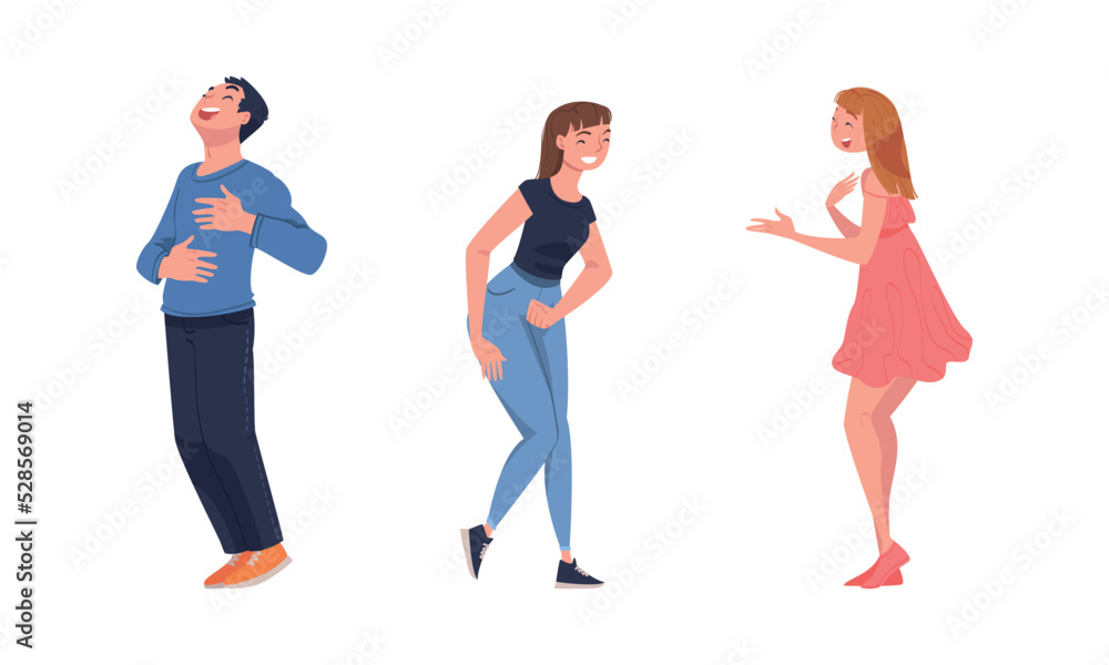 Man and Woman Character Telling Funny Story and Joke Laughing Out Loud and Having Fun Vector Set Man and Woman Character Telling Funny Story and Joke Laughing Out Loud and Having Fun Vector Set