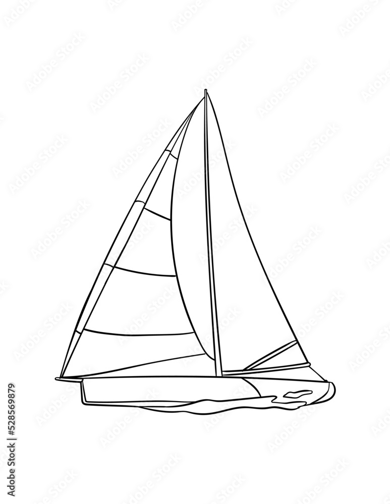 Sailing Isolated Coloring Page for Kids