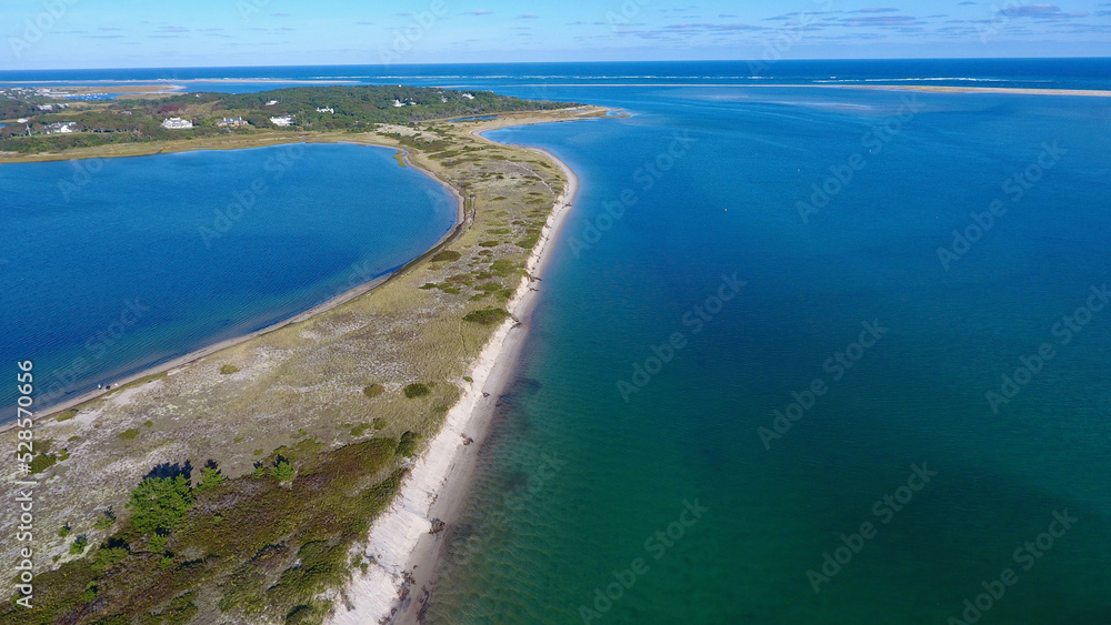 Aerial of Beach and Ocean at Chatham, Cape Cod in New England