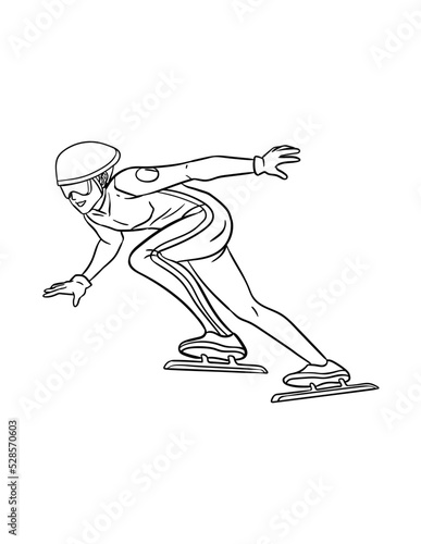 Speed Skating Isolated Coloring Page for Kids photo