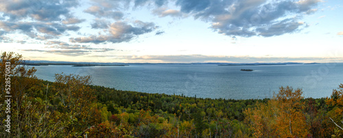 Panoramic view of Lake Huron seen from 10th mile in Manitoulin Island, ON, Canada