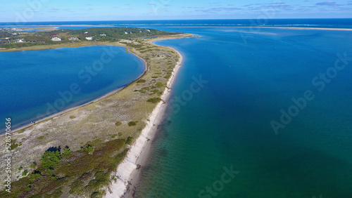 Aerial of Beach and Ocean at Chatham, Cape Cod in New England photo