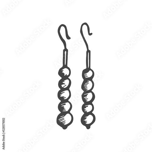 earrings bijouterie vector hand drawn sketch isolated.eps