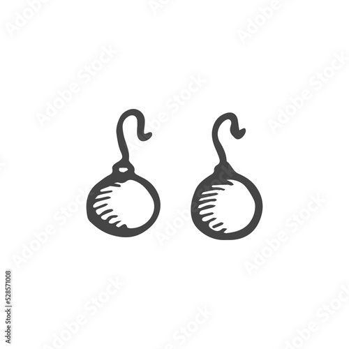 earrings bijouterie vector hand drawn sketch isolated.eps