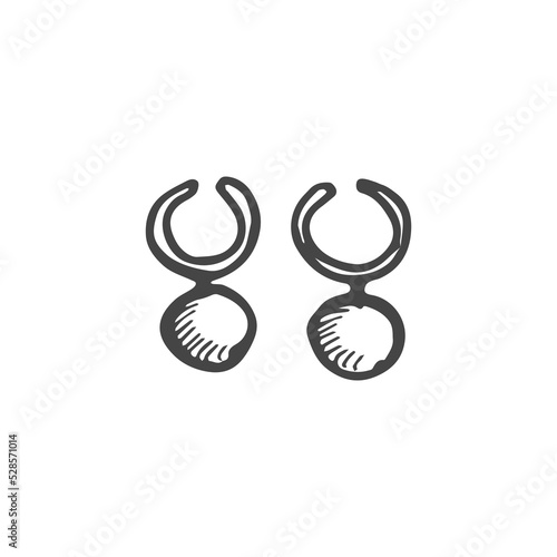 earrings bijouterie vector hand drawn sketch isolated.eps