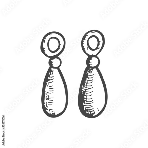 earrings bijouterie vector hand drawn sketch isolated.eps