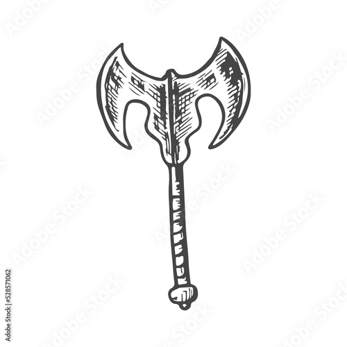 knight ax sketch vector illustration