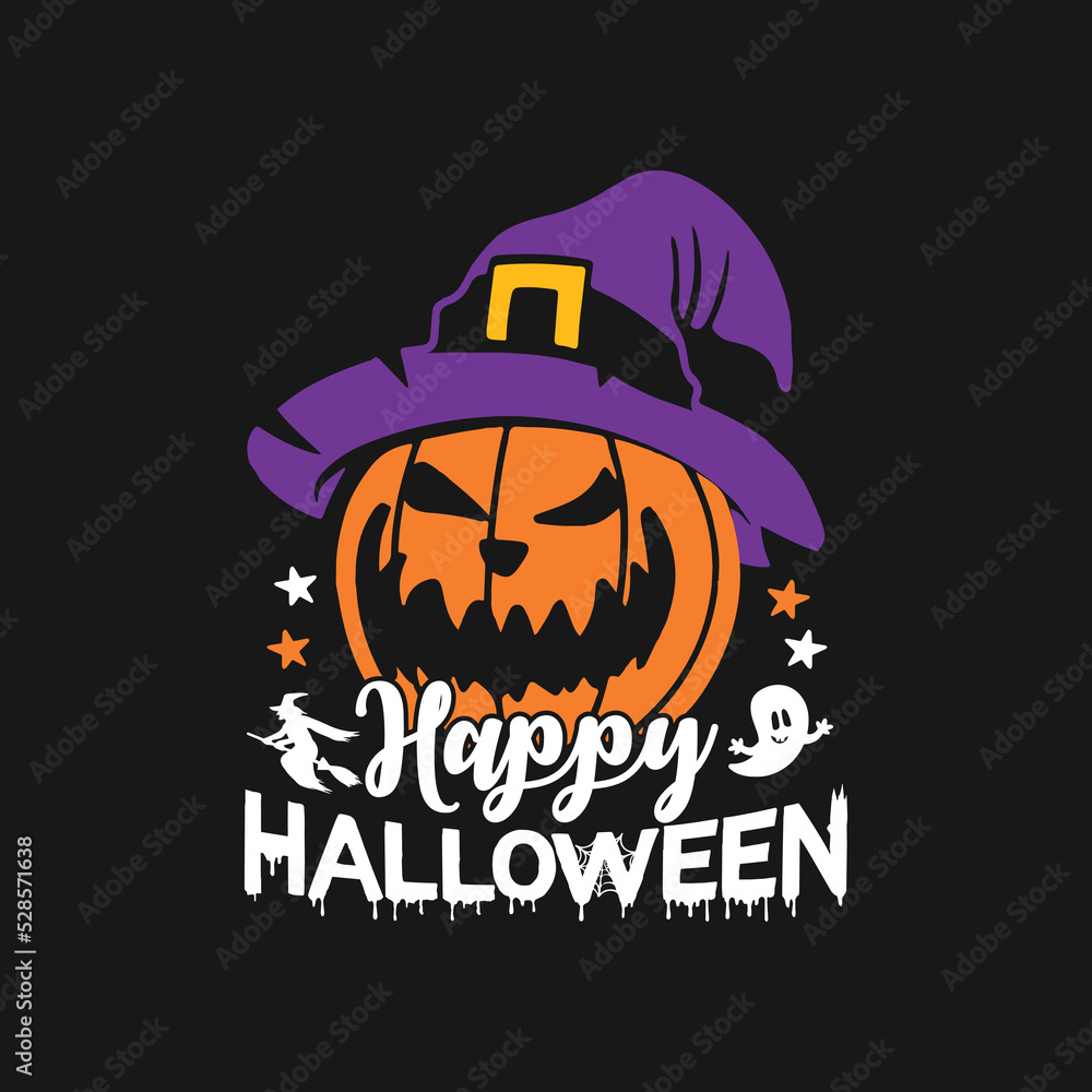 Happy . Halloween T-Shirt Design, Posters, Greeting Cards, Textiles, and Sticker Vector Illustration