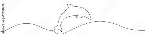 Dolphin icon line continuous drawing vector. One line Dolphin  icon vector background. Dolphin  mark icon. Continuous outline of a Dolphin  icon.