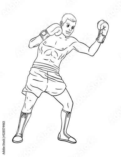 Boxing Isolated Coloring Page for Kids