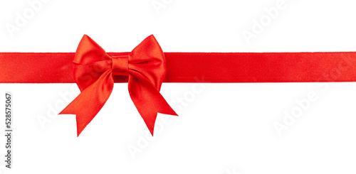 red ribbon with bow isolated on white background