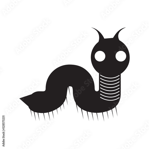 Agriculture caterpillar insect worm icon | Black Vector illustration |