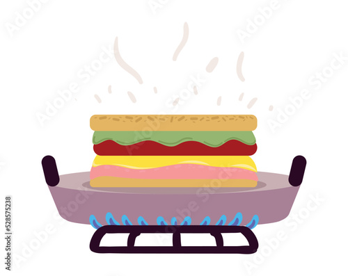 sandwich cooking in stove