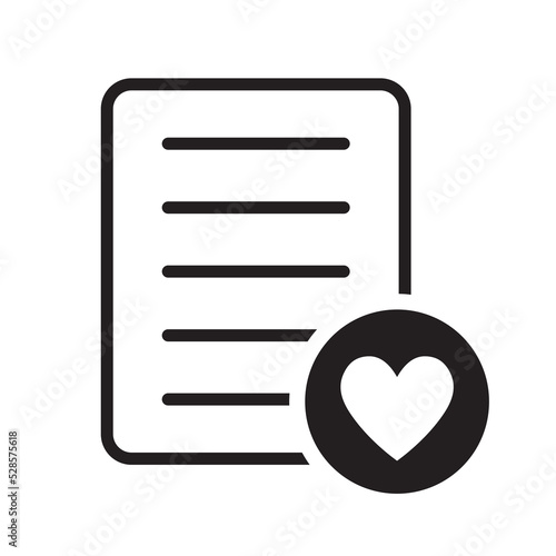 Wishlist icon in flat style. Love letter  like document vector illustration on white isolated background. Favorite list business concept.