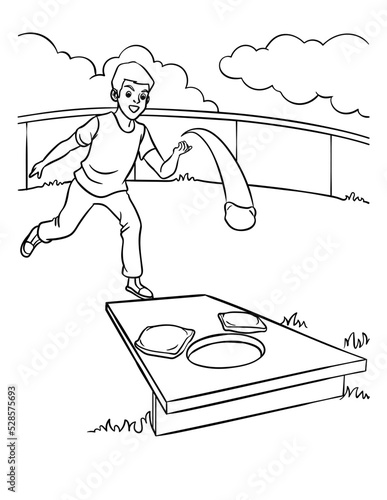 Cornhole Coloring Page for Kids