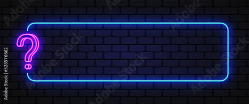 Quiz frame neon sign vector design template. Quiz neon frame, light banner design element colorful modern design trend, night bright advertising, bright sign. Vector illustration