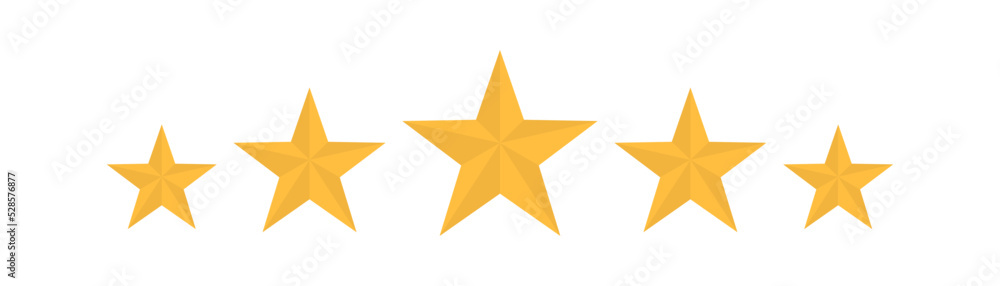 Star icon. 5 Star rating . Realistic gold star set vector.Feedback concept. Set of five yellow stars. Star icon. 5 Star rating . Realistic gold star set vector.Feedback concept. Set of five yellow stars.