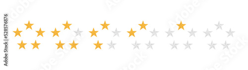 Star in circle .  5 stars  rating . Realistic gold star set vector icon.Feedback concept. Set of five yellow stars.
