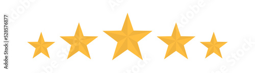 Star icon.  5 Star rating . Realistic gold star set vector.Feedback concept. Set of five yellow stars. photo