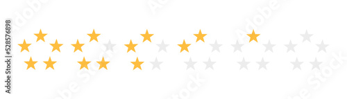 Star in circle .  5 stars  rating . Realistic gold star set vector icon.Feedback concept. Set of five yellow stars.
