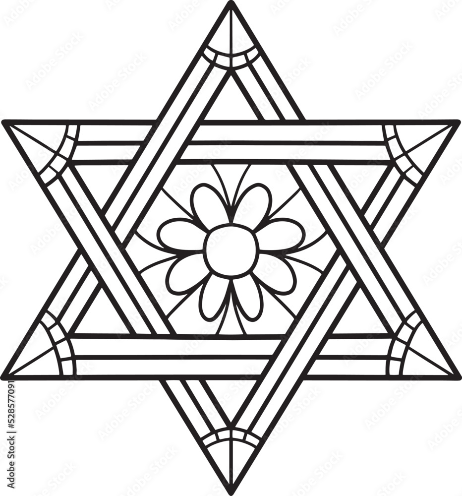 Hanukkah Star of David Isolated Coloring Page Hanukkah Star of David Isolated Coloring Page