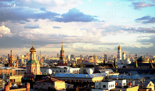 Panoramic view on Moscow city center and Kremlin  Russia