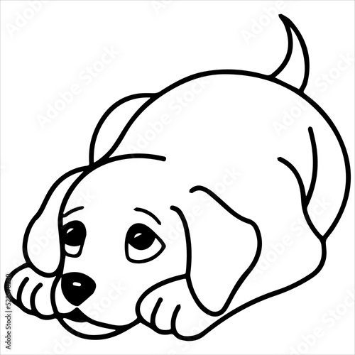 Kids Coloring Pages, Cute Dog Character Vector illustration Ai File And Image