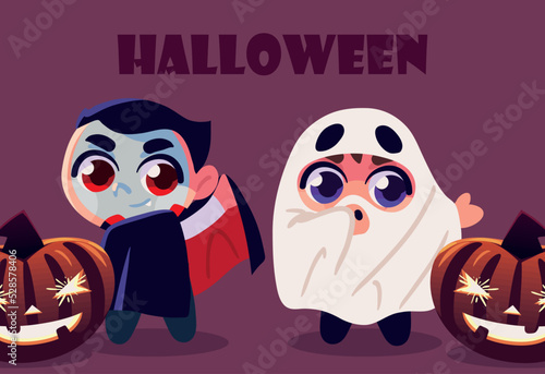 halloween kids wearing costumes