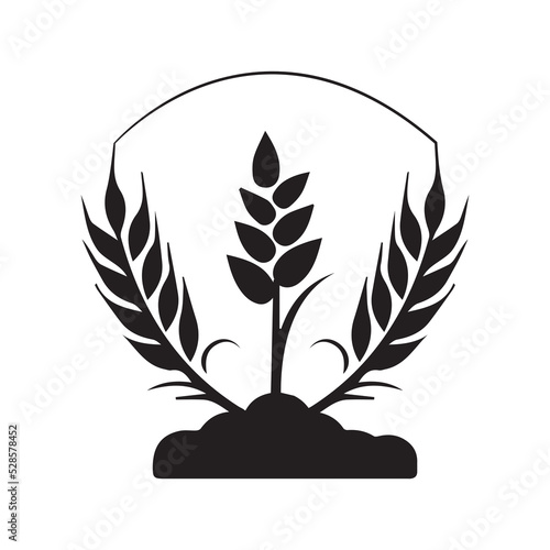 Barley grain food wheat icon | Black Vector illustration |