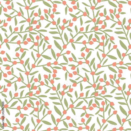 Branches floral seamless berries pattern for wrapping festive paper and kids clothes print and autumn fabrics