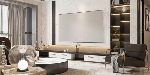 premium modern living room picture for mockup with empty tv screen