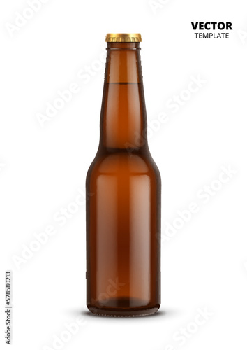 Fotografija Beer bottle glass mockup vector isolated on white background