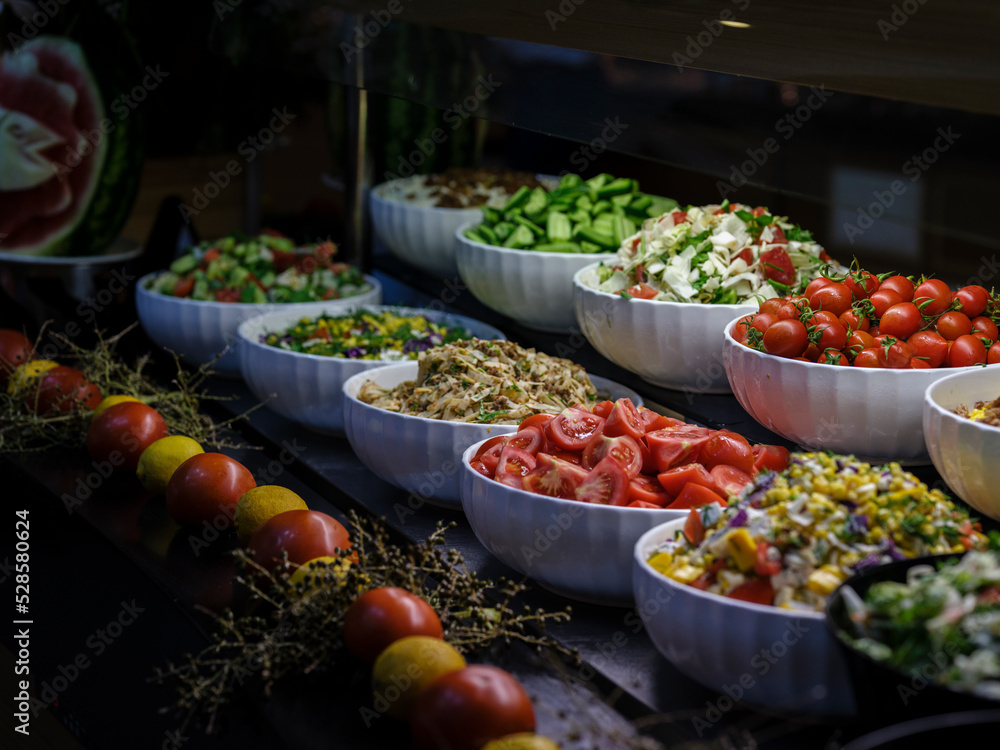 fresh and delicious salads at the hotel buffet