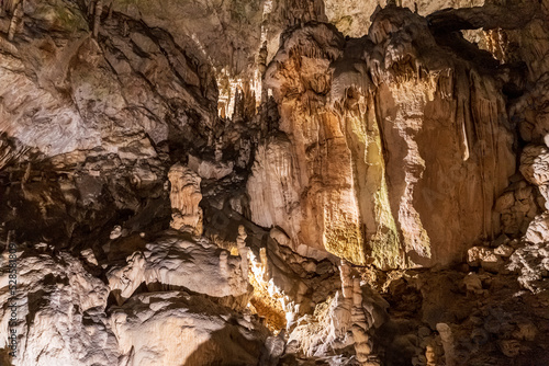 Different mineral formation textures inside Postojna cave in Slovenia.