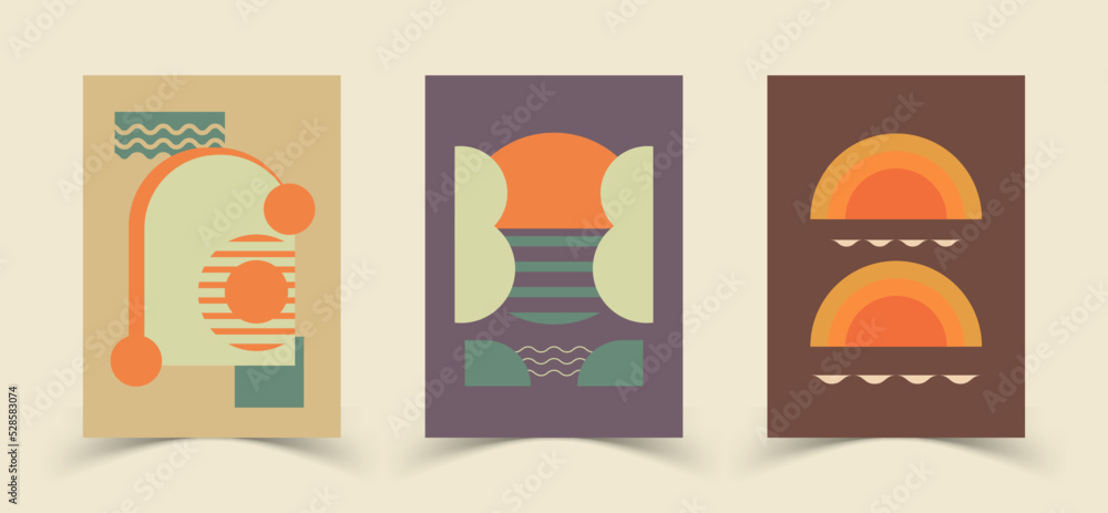 Set of minimalist abstract aesthetic illustrations. Modern style wall decoration, artistic poster collection.