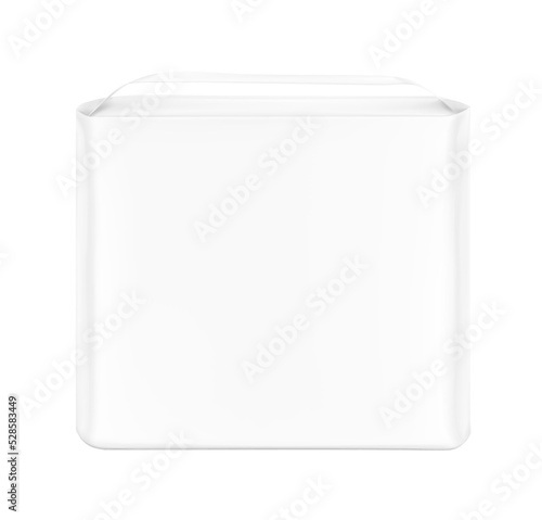 Stand bag with handle mockup. Vector illustration isolated on white background. Ready for your design. Suite for the presentation of diaper, wet wipes, foods, household, etc. EPS10.