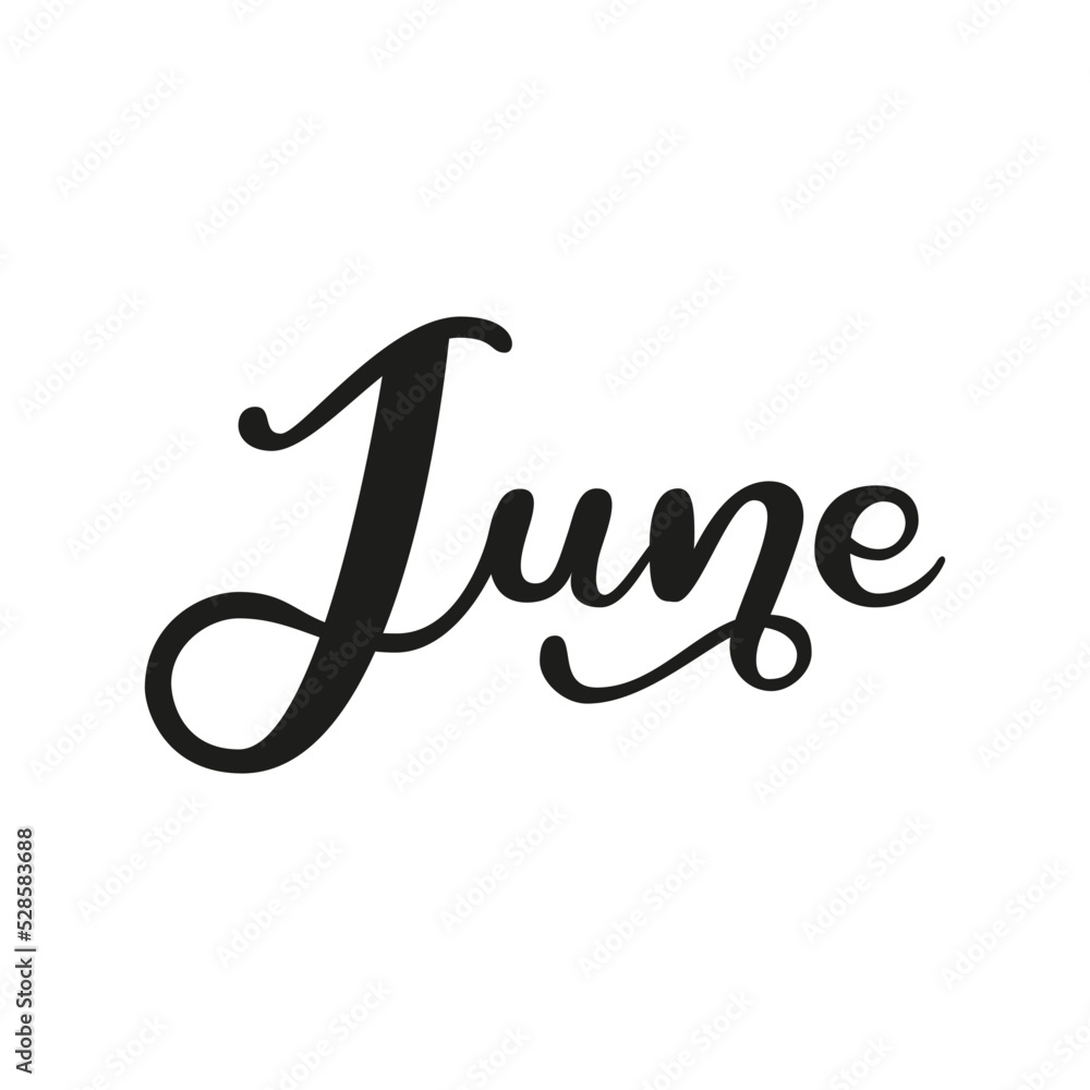 Obraz premium Months of the year. A beautiful and editable vector design of month June for a calendar, schedule, bullet journal, annual report, planner and agenda. 