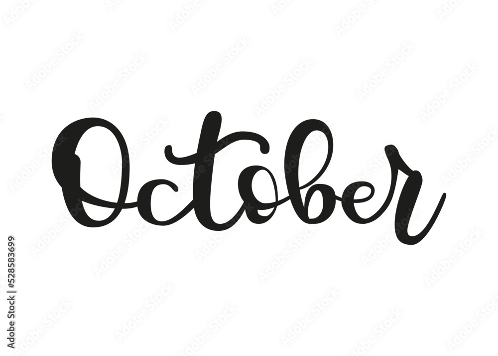 Months of the year. A beautiful and editable vector design of month October for a calendar, schedule, bullet journal, annual report, planner and agenda. Months of the year. A beautiful and editable vector design of month October for a calendar, schedule, bullet journal, annual report, planner and agenda.