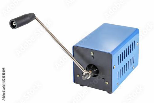 Hand-driven electricity generator, device for extreme situations with lack of energy and charging