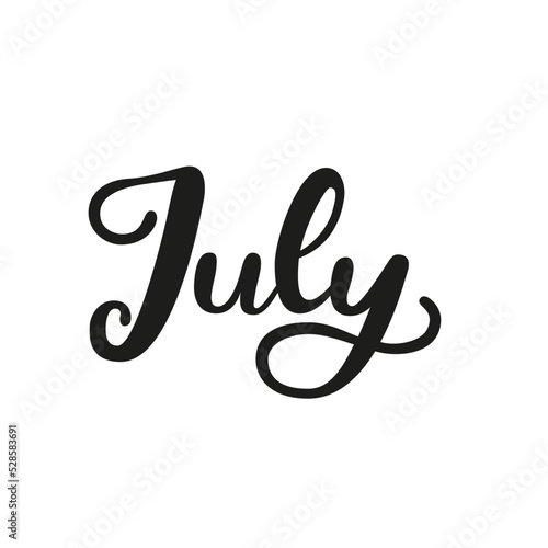 Months of the year. A beautiful and editable vector design of month July for a calendar, schedule, bullet journal, annual report, planner and agenda. 