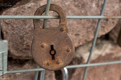 Metal locks. A bunch of locks. Heart locks. A symbol of love