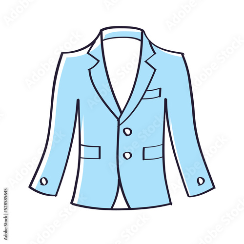 Blue blazer or suit jacket isolated vector illustration