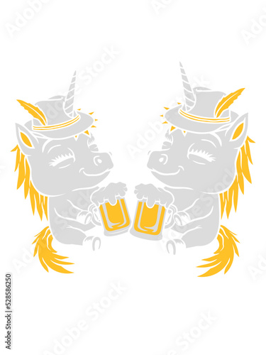 Bier Anstoßen Einhorn Team 