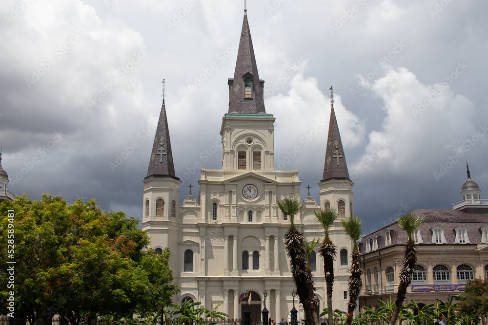 This structure that looks like Cinderella s castle is actually a Catholic church found in New Orleans Louisiana. This is the Saint Louis Cathedral.