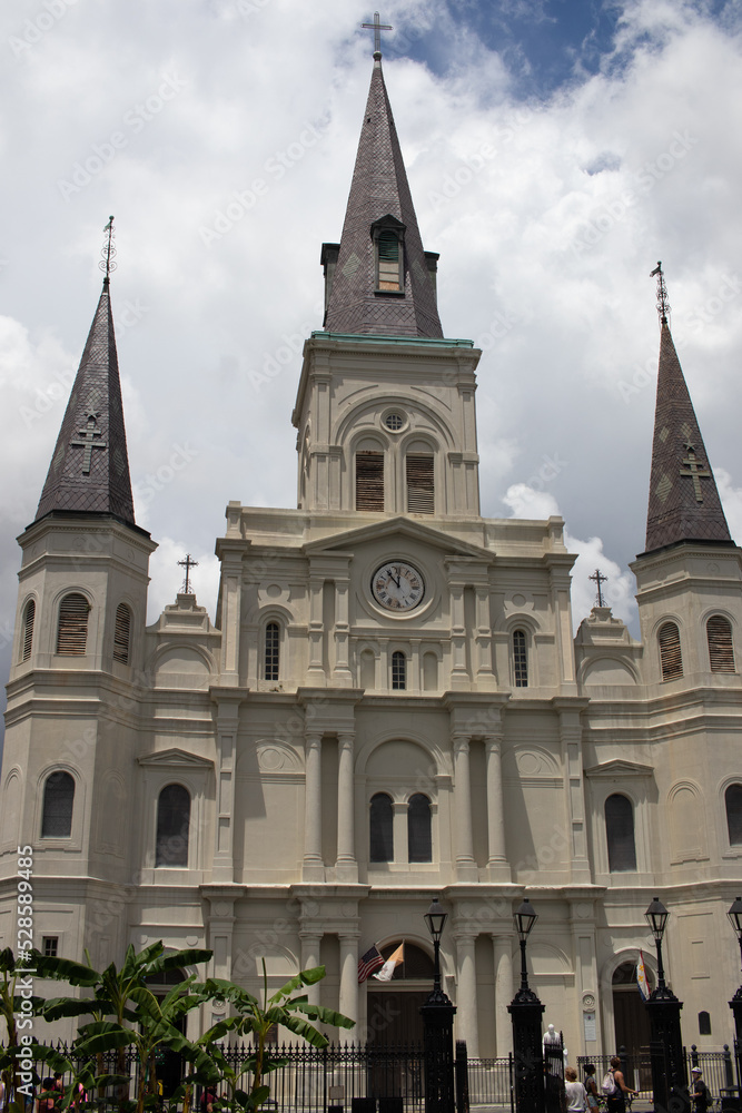 This structure that looks like Cinderella s castle is actually a Catholic church found in New Orleans Louisiana. This is the Saint Louis Cathedral.