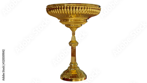 3d illustration of a golden chalice for ceremony or religious observance