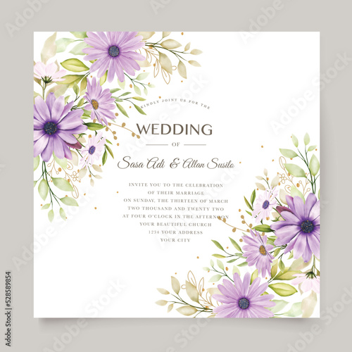 beautiful purple daisy background and wreath frame design