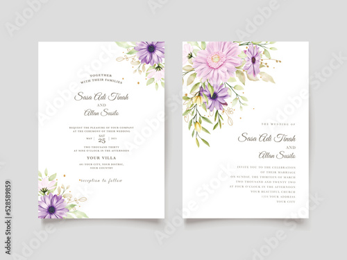 beautiful purple daisy background and wreath frame design