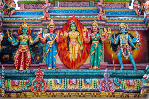 Photography Detail of God statue at Sri Mariamman Temple, Singapore.
